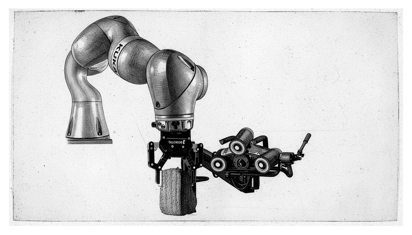RUBINTEL — KUKA robotic arm with gripper for demolition waste reassembly